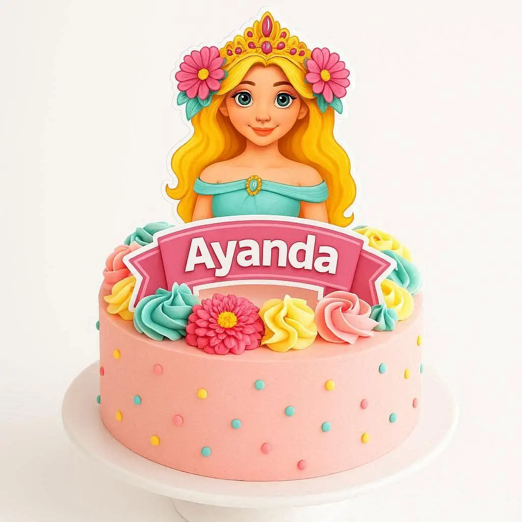 3D Princess Ayanda Birthday Cake Topper – Personalized Party Decoration